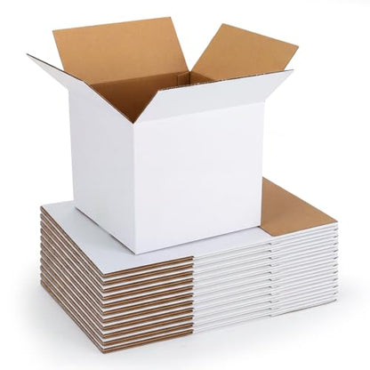 CRUGLA 9x9x9 Shipping Boxes 15 Pack, White Corrugated Cardboard Boxes with Side-Lock and Pre-Applied Double-Sided Tape, Easy Assemble Packing Mailer Boxes for Small Business Shipping - size: 9x9x9 Inch 15 Pack