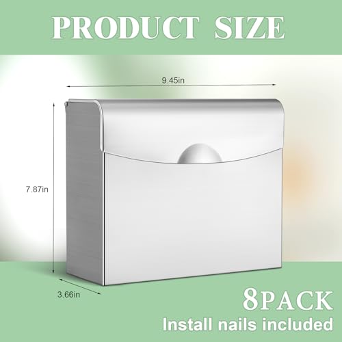 Tioncy 8 Pcs Sanitary Napkin Disposal Receptacle Wall Mount, Silvery White