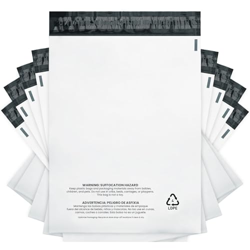 10x13 Heavy-Duty Poly Mailers – 30-Pack, White 3 Mil Thick Shipping Bags – Waterproof, Tear-Resistant, Recyclable Envelopes for Small Business & Clothing - size: 10" x 13"