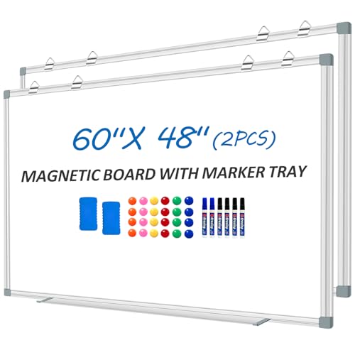 Magnetic White Board Dry Erase Whiteboard for Wall 60"x48" (2pcs) Aluminum Frame Hanging White Boards for Presentation, Teaching, Memo, Display - size: 60"x48"(2pcs)
