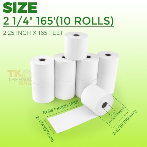 2 1/4" x 165' Credit Card Thermal Receipt Paper 10 Rolls - size: 2-1/4" x 165', style: 10 Rolls