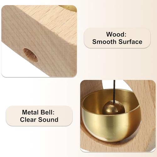 PATIKIL Shopkeepers Bell, Wood Chime Hanging Magnetic Door Bell, Beige,