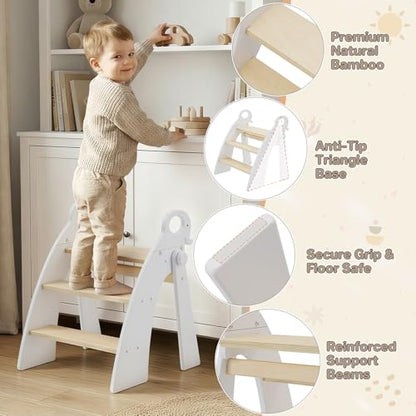 Step Stool for Toddlers & Kids, Bathroom Sink, 3 Step Foldable - color: 3 Step White