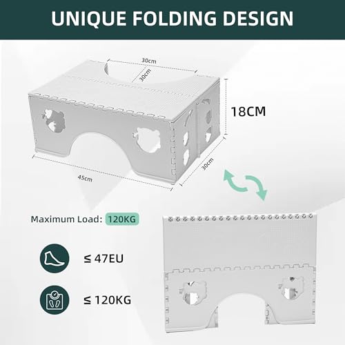 Foldable Toilet Stool, 7inch Bathroom Squatty Posture Poop Stool, A Good Helper to Effective Relief of Constipation, Easy to Storage Toilet Squat Stool. - color: Light Gray