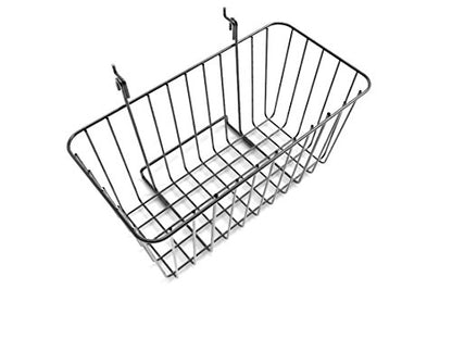 FixtureDisplays® Set of 2 Pcs 12 x 6 Wire Rectangular Basket for Gridwall or Slatwall - Black119076 119076