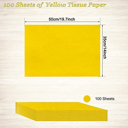 100 Sheets Yellow Tissue Paper Artdly 14 x 20 Inches Yellow Wrapping Paper Bulk for Weddings Birthday DIY Project Christmas - color: Yellow, size: 14x20 Inch (Pack of 100)