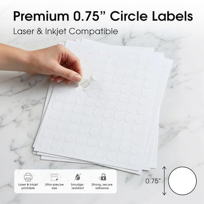 0.75" Circle Labels for Laser & Inkjet, Spartan Industrial Template C001 - size: 0.75" Circle