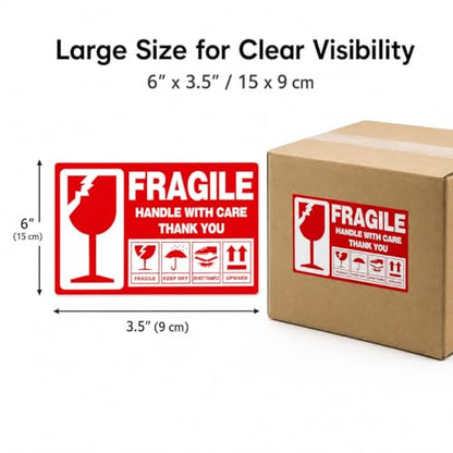 Large (6" X 3.5") Shipping Labels 300 pcs Fragile Handle with Care Warning Stickers Keep Dry Upward Do Not Trample - size: STK-01 300pcs