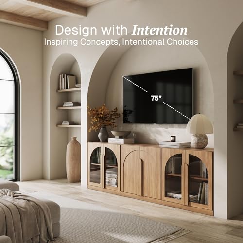 BELLEZE Bijou 3-Piece Modular Sideboard Buffet Cabinet - Camel - color: Bijou Camel Aab