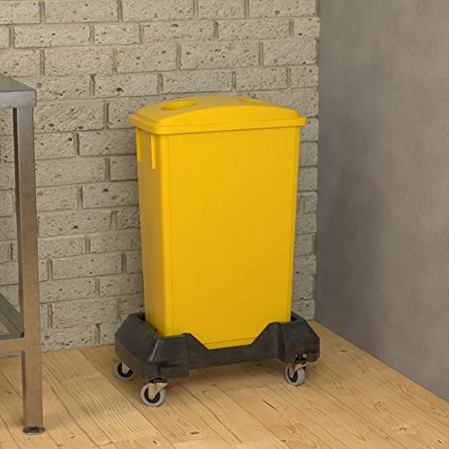 23 Gallon Yellow Slim Jim Trash Can with Bottle Lid and Dolly - color: Yellow, size: With Wheels, style: Bottle Slot Lid