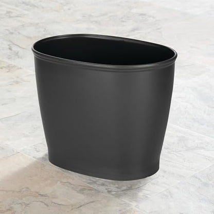 iDesign Slim Plastic Bathroom Trash Can, Black - color: Matte Black, style: Pack of 1