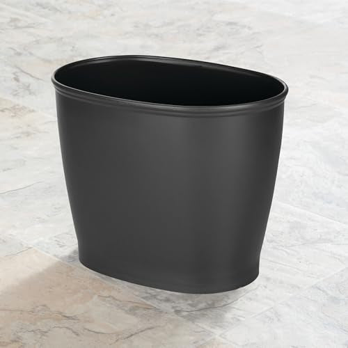 iDesign Slim Plastic Bathroom Trash Can, 2-Pack, Black - color: Matte Black, style: Pack of 2