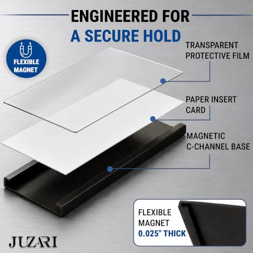 10 Pack Magnetic Label Holder 2x4 Inch - Magnetic Labels for Shelving, File Cabinet & Locker Name Plates - Magnet Labels for Steel Shelves & Racks - Includes Paper Inserts & Clear Plastic Protectors - size: 2" x 4"