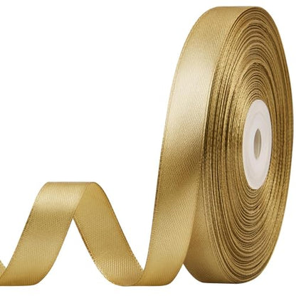 Champagne Gold Satin Ribbon, 1/2 Inch, 50 Yards - color: champagne gold