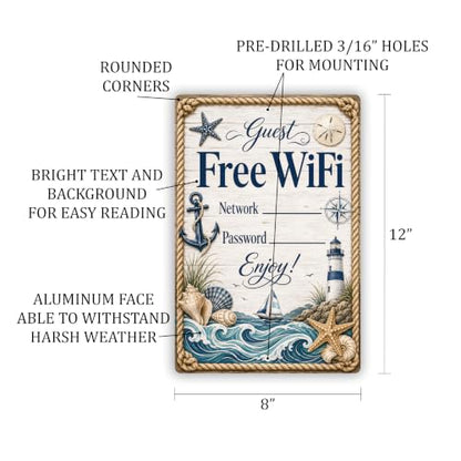 Free WiFi Coastal Business Sign - style: Free WiFi