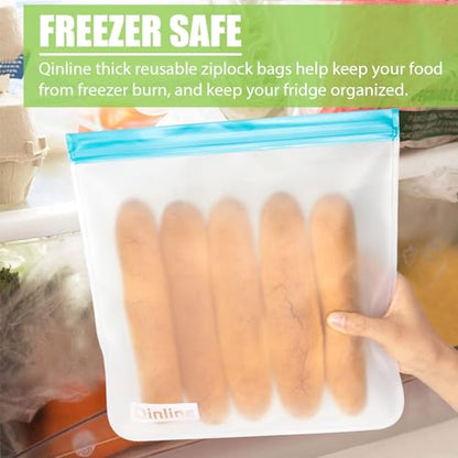 Reusable Food Storage Bags - 10 Pack Freezer Bags, Extra Thick Leakproof Lunch Bags for Salad Fruit Marinate Meats Travel - 10 Sandwich Storage Bag - size: 10 Pack - 10 Sandwich