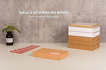 50 Pack 9x6x1.3 inch Small Shipping Boxes for DVD, Book Mailers - color: Brown