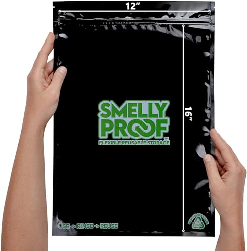 50pk 4-MIL Thick Heavy Duty, 2-Gallon Freezer Zipper Bags, Reusable Food Storage, US-Made, Non-Silicone, BPA Free, No PEVA, 50 x Smelly Proof Bags, NO SMELL Triple Zip BLACK 12" x 16"