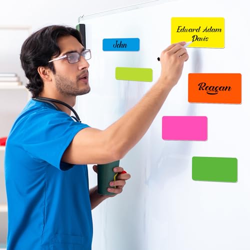 Mimorou 60 Pack 3 Sizes Dry Erase Magnetic Labels for Whiteboard, Rainbow