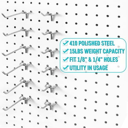 Pegboard Hooks Accessories 30pcs 2inch Metal Peg Board Tool Hangers(Silver) - color: Silver, size: 2 Inch