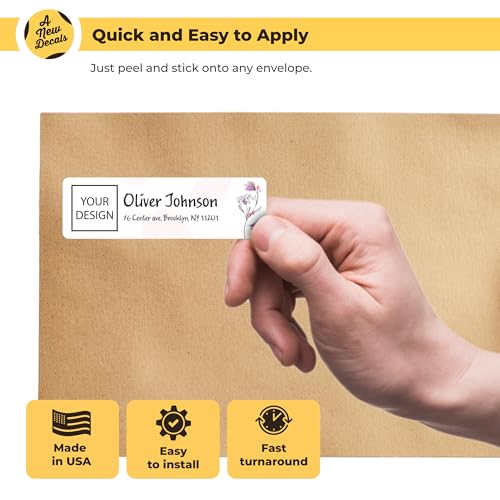 Custom Address Labels - Personalized Return Labels with Photo - 50 to 1000 Labels, 0.75x2.5 inches, 4 Designs, Self-Adhesive, Vinyl