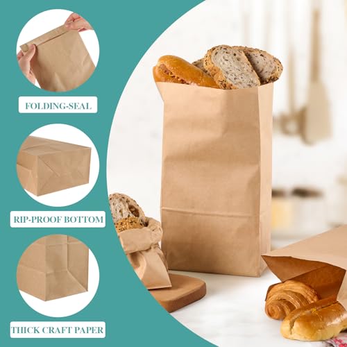 MUCHII 8 LB Paper Lunch Bags, 100 Count Brown Paper Bags, Small Kraft - size: 100Count(Pack of 1,8LB)