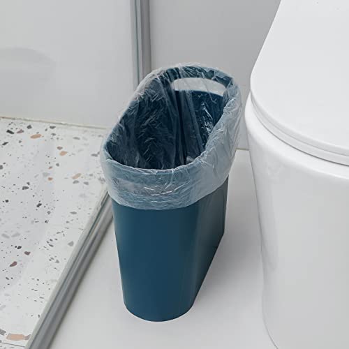 rejomiik Small Bathroom Trash Can, 3.5 Gallon Slim Garbage Can, Teal Blue - color: Teal Blue, size: 1 pack