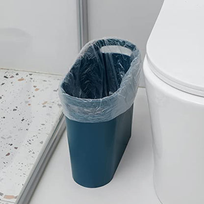 rejomiik Small Bathroom Trash Can, 3.5 Gallon Slim Garbage Can, Teal Blue - color: Teal Blue, size: 1 pack