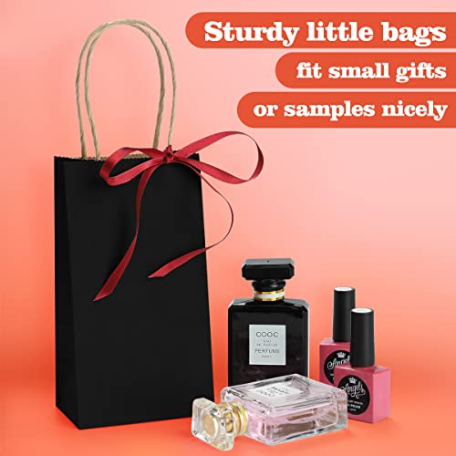 BagDream Mini Gift Bags with Handles 3.5x2.4x6.7 Inch Black 100 Bulk Pack - color: Black