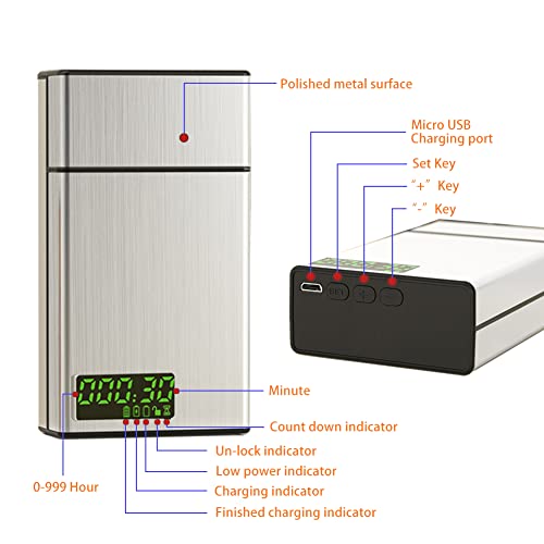 Timed Lock Box – Time Locking Small Container with 999 Hours LCD Display – Portable Locking Box with Timer Lock for Storage – Break Bad Habits – Credit card, Cash, Key,Medication