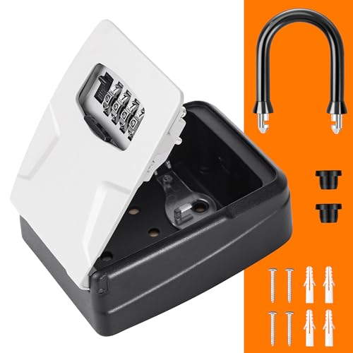 Fayleeko Portable Key Lock Box, Lock Box Wall Mounted for House Key, Car Keys, 6 Key Capacity, Weatherproof Resettable Code (Grey, 1) - size: 1