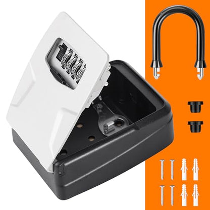 Fayleeko Portable Key Lock Box, Lock Box Wall Mounted for House Key, Car Keys, 6 Key Capacity, Weatherproof Resettable Code (Grey, 1) - size: 1
