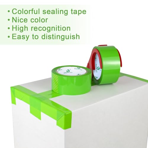 BOMEI PACK Light Green Packing Tape 2.5mil x 1.88" x 55 Yards, 3 Rolls Industrial Heavy Duty Packaging Tape for Packing Shipping Moving and Storage - color: light green