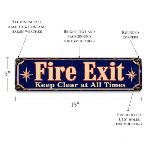 Fire Exit Vintage Enamel Business Sign - style: Fire Exit