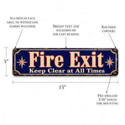 Fire Exit Vintage Enamel Business Sign - style: Fire Exit