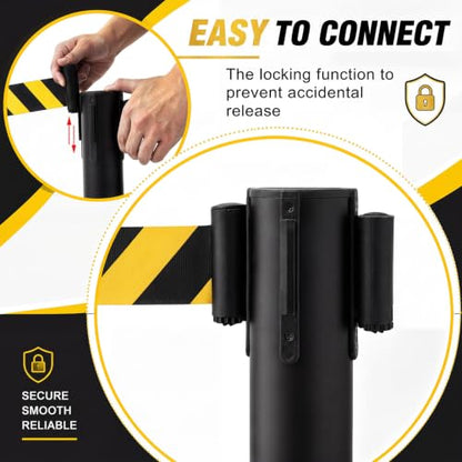 Geelin 6 Pack Crowd Control Stanchions Barriers, 9.8ft, Black Yellow - color: Black Yellow, size: 9.8ft