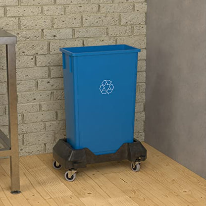 23 Gallon Blue Recycle Slim Jim Trash Can with Dolly - color: Blue Recycle, size: With Wheels, style: No Lid