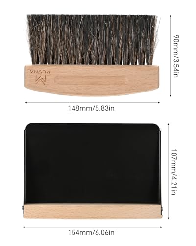 Coffee Brush and Dust Pan Set, Magnetic, Horsehair, Wood, Black - color: Black, size: Upgraded