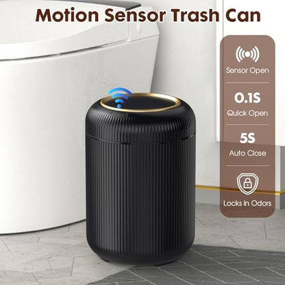 Procade Touchless Trash Can Bathroom,Small Motion Sensor Trashcan with lid - color: Black