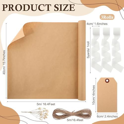 Suncalla 16 Pcs Wrapping Paper Set 16 Inch x 16 ft Elegant Neutral, White - color: White