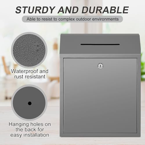 Yaocom Metal Money Box,Gray,15 x 12 x 4 Inch,No Lid - color: Gray, size: 15 x 12 x 4 Inch, style: No Lid