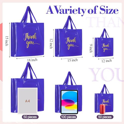 Teling 200 Pcs Thank You Shopping Bags with Handle,Purple - color: Purple