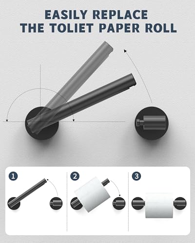 RARXTR Matte Black Toilet Paper Holder SUS304 Stainless Steel Double Post Pivoting Toilet Paper Roll Holder Wall Mounted Toilet Tissue Holder for Commercial Bathroom RV - color: Matte Black