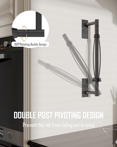 Paper Towel Holder Under Cabinet One Hand Operable, Matte Black - color: Matte Black