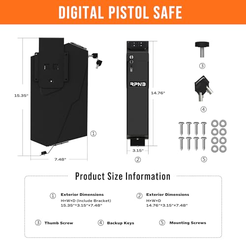 RPNB Gun Safe for Handgun,Wall Mounted Pistol Safe,Small Firearm Safes - color: RP311E