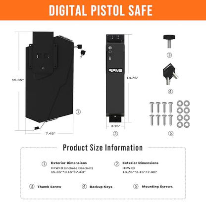 RPNB Gun Safe for Handgun,Wall Mounted Pistol Safe,Small Firearm Safes - color: RP311E