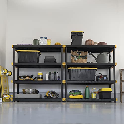 CX Heavy Duty 4-Tier Garage Storage Shelves + 4-pack 27-Gallon Bins & Lids - style: Shelf + 27 Gallon Container (4-Pack)