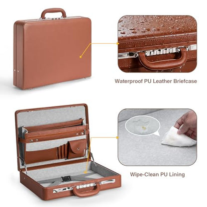 LOCKCURX Briefcases for Men, Anti-Theft Longwave Lock, 16 Inch Laptop - color: Brown, size: Longwave Lock