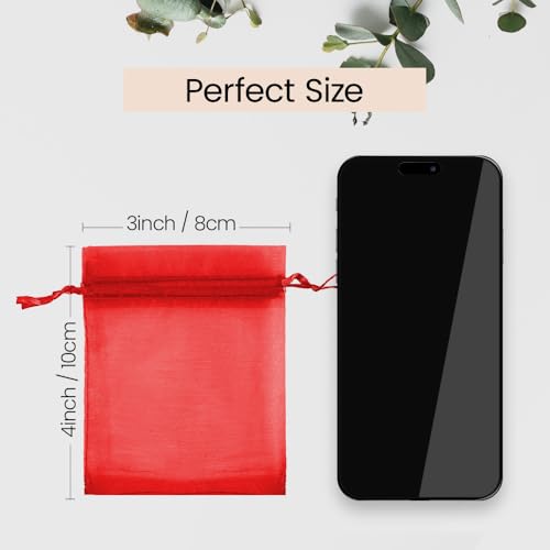 Meowoo 100PCS Organza Bags (3x4inch, Red) - color: red-3x4in-100p, size: 3x4in