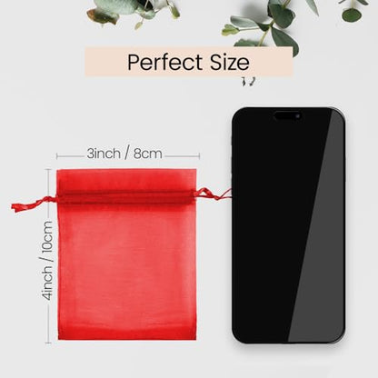 Meowoo 100PCS Organza Bags (3x4inch, Red) - color: red-3x4in-100p, size: 3x4in